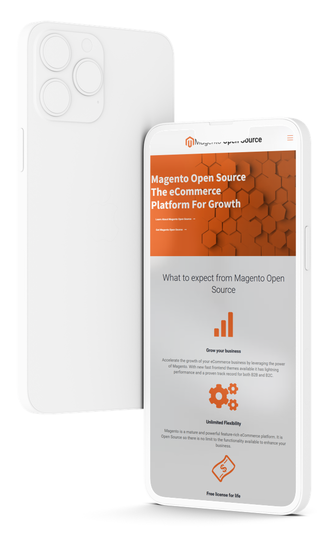 Mobiele weergave Magento open source